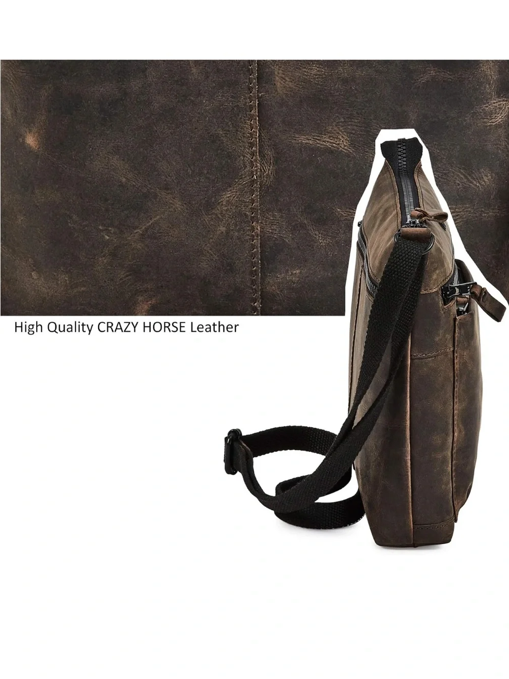 Cochoa Brown Crazy Horse Distressed Leather Crossbody Bag/Purse